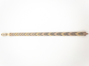 DNT (Made in Italy) Chevron Riccio Flat Link Yellow, White & Rose Sterling Silver Chain Bracelet.