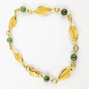 Jade Yellow Gold Filled Tennis Bracelet.