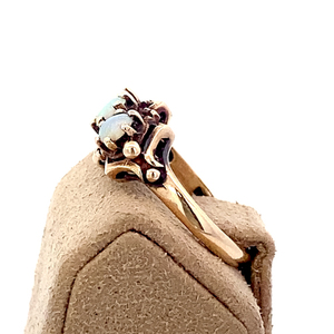 Victorian Antiqued White Based Oval Cut, Opal Yellow 10K Ring. Size 5.5 - 5.75.