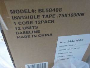 Case of 144 Rolls Invisible Tape...