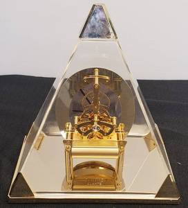 lot 57 image: Vintage Seiko Open Face Quartz Pyramid Skeleton Mantle Clock