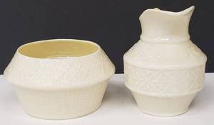 lot 70 image: Belleek Cleary Pattern Open Sugar & Creamer