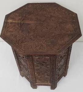 lot 8 image: Antique Carved Octagonal Occasional Table