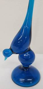 lot 19 image: Mid Century Modern Viking Glass Blue Tailed Bird