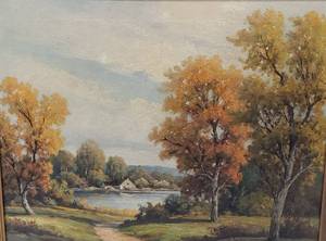 lot 63 image: Howard Atkinson (20th Century) Oil on Canvas Autumn Colors