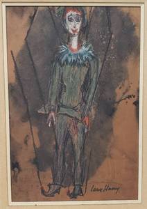 lot 61 image: Original Charcoal Clown by Irene Honey
