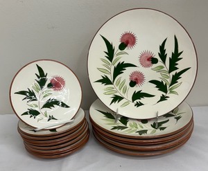 lot 14 image: Vintage Stangl Pottery Thistle Pattern Grouping