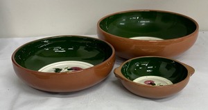 lot 92B image: Three Stangl Thistle Patterned Pottery Bowls