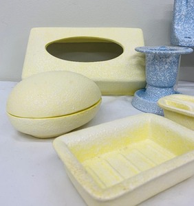 lot 144 image: Lot of Vintage Stangl, Including Patrician Powder Blue Toothbrush Holder Bathroom MCM