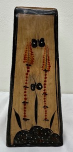 lot 108 image: Glazed Terra Cotta Vase with Owl, Birds and Butterflies