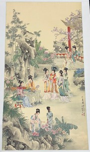 lot 140 image: Chinese Scroll - Women in the Garden - In Original Box