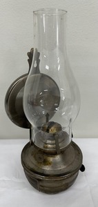 lot 160 image: Antique Oil Wall Lantern and Vintage Gold Vanity Mirror
