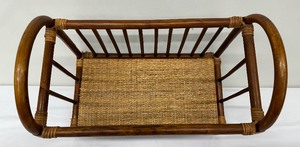 lot 156 image: Vintage Mid Century Bent BambooWickerRattan Magazine Rack