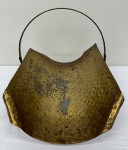 lot 159 image: Vintage Brass Wood Holder with Rolled Corners
