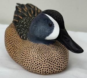 lot 100A image: Blue Winged Teal Decoy Figure by Roger Desjardins - Signed & Dated 1992