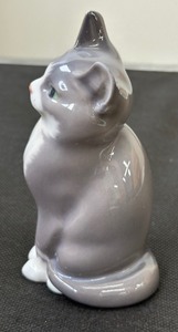 lot 66A image: Royal Copenhagen Seated Grey and White Cat - #1803