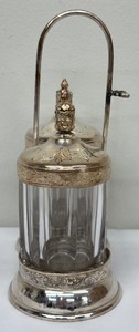 lot 234 image: Vintage Double Pickle Castor with Clear Glass Jars