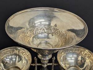 lot 199 image: Large Vintage Three Arm Silver Plate Epergne