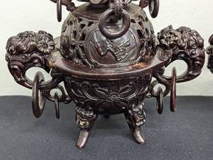 lot 202 image: Pair of Bronze Lidded Censers