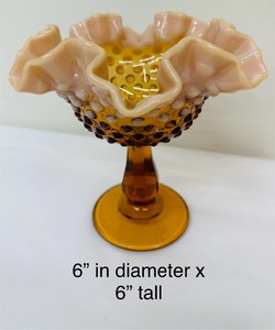lot 159A image: A Wonderful Assortment of Fall Color Glassware including a Vintage Fenton Carmel Opalescent Compote