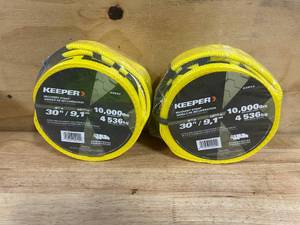 lot 91 image: KEEPER Lot of 2-  30 ft. x 4 in. x 20,000 lbs. Vehicle Recovery Straps with Protected Loops