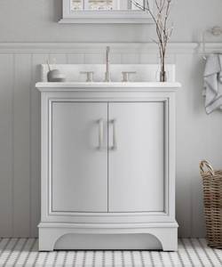lot 93 image: ALLEN  ROTH Yorkshire 30-in Light Gray Undermount Single Sink Bathroom Vanity with Carrara Engineered Marble Top