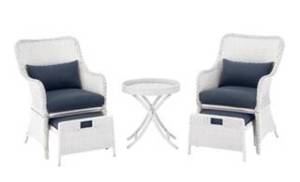 lot 95 image: HAMPTON BAY Garden Hills 5-Piece Wicker Outdoor Chat Set with CushionGuard Sky Blue Cushions