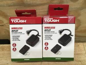 lot 82 image: Lot of 2 - Hyper Tough IndoorOutdoor Remote Control Operated Wireless Outlets
