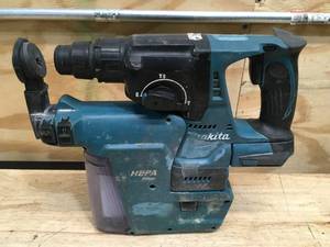 lot 114 image: Used Makita 18V ConcreteMasonry Rotary Hammer Drill Model # XRH01 and Used Makita HEPA Vacuum Attachment Model # DX01