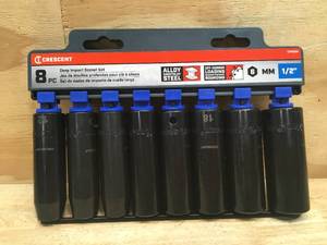 lot 153 image: Crescent 12 Drive 6 Point Deep Impact Metric Socket Set 8pc Model # CIMS3N 07132422
