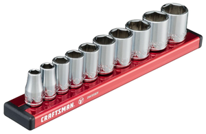 lot 155 image: Craftsman V-Series Shallow MM 14 Inch Drive Socket Set 10 Piece Model # CMMT17500V (Retail $28) 0713246