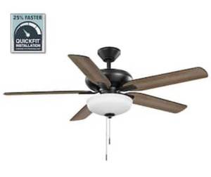 lot 129 image: HAMPTON BAY Holly Springs 52 in. Indoor Matte Black LED Ceiling Fan with Light, Downrod and Reversible Blades Included