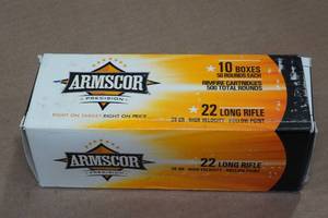 lot 183 image: 500 Armscor .22 LR 36 Gr HP Ammo