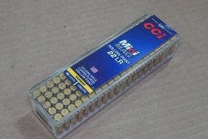 lot 185 image: 100 CCI Mini Mag .22 LR 36 Gr Plated HP Ammo