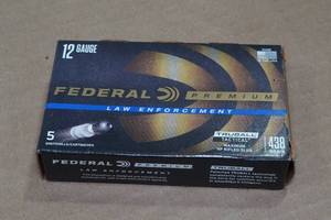 lot 199 image: 5 Federal Premium LE 12 Gauge 2-34 438 Gr Rifled HP Slugs