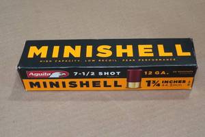 lot 201 image: 20 Aguila Minishell 12 Gauge 1-34 7-12 Shot Shotshells
