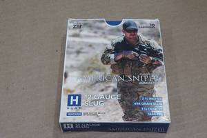 lot 202 image: 10 Hunt American Sniper 12 Gauge 2-34 494 Gr Rifled Slugs
