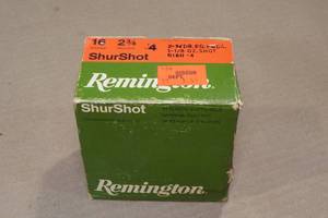 lot 215 image: 25 Remington ShurShot 16 Gauge 2-34 4 Shot Shotshells