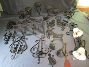 lot 95 image: Wrought Candle Holders, Bells