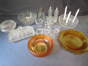 lot 164 image: Crystal SPepper, Candle Holder, Bowls, Plate