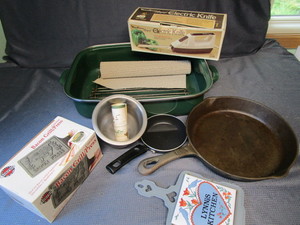 lot 187 image: Roasting & Cast Pans, Electric Knife, Bacon Press