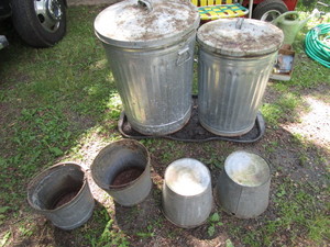 lot 273 image: Two Cans - One Has Seeds, Four Metal Pails