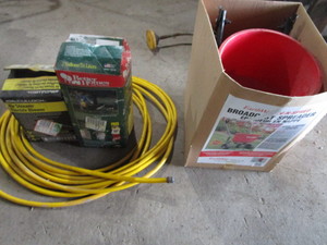 lot 297 image: Garden Hose, Broadcast Spreader, Sprayer, Electric Blower