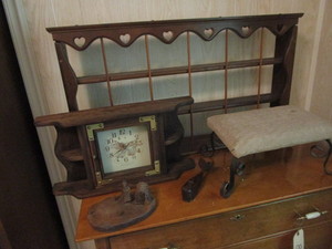 lot 346 image: Shelf, Footstool, Clock, Wooden Whale