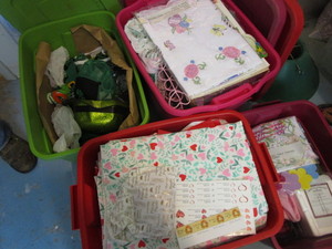 lot 387 image: Holiday Decorations Valentines & St Pats Day, Two Easter, Totes Included