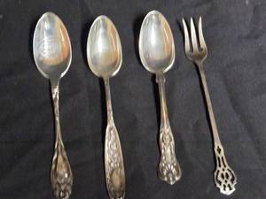 lot 37 image: Antique Sterling Silver Spoons and Fork