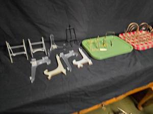 lot 44 image: Collection of Vintage Serving Trays and Plate Stands