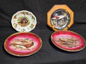 lot 68 image: Set of Four Collectible Plates Featuring Pheasants, Turkeys and Cardinals