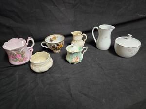 lot 85 image: Mixed Lot of Decorative Creamers, Tea Cups, Sugars - One is a Napco