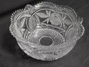 lot 126 image: Cut Glass Bowl with Floral and Geometric Designs